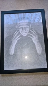 Frankenstein 1931  A4 Framed Print pencil sketch drawing classic monsters - Picture 1 of 4