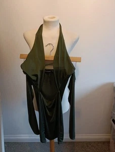 Genuine Green Pretty Little Thing Cut Out Dress Size 8 Cold Shoulder Long Sleeve - Picture 1 of 8