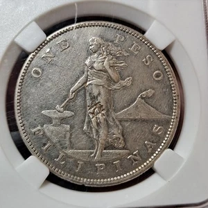 1903s US-Philippines 1 Peso Silver Coin Chopmarked - Picture 1 of 4