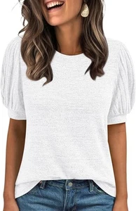 Women's 2025 Summer Dressy Casual Short Sleeve Blouses Cute Trendy Business Tops - Picture 1 of 52