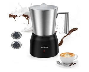 Secura Automatic Milk Frother & Hot Chocolate Maker Stainless Steel w/ 2 Whisks - Picture 1 of 4