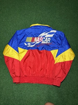Vintage 90s Nascar Racing Med Full Zip Retro Colorful Windbreaker Jacket - Image 1 of 4