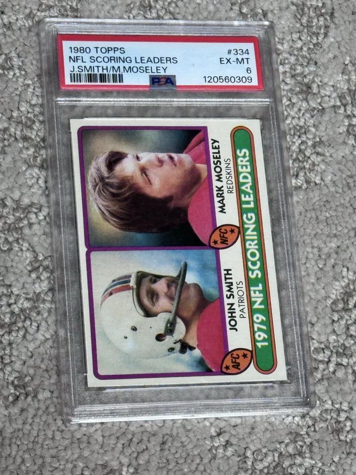 1980 TOPPS FOOTBALL CARD PSA 6 SCORING LEADERS MARK MOSELEY JOHN SMITH REDSKINS - Image 1 of 1