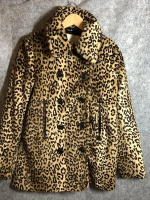 Abrigo Denim & Supply Ralph Lauren Mujer Pequeño Leopardo Imitación Piel Doble Pecho Foto 1 de 4