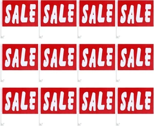 12 piezas clip de ventana en bandera 12 x 16 pulgadas rojo letrero publicitario de una cara  - Imagen 1 de 6