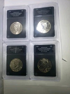 4 brillantes medios dólares Kennedy en losa sin autenticar 1995,1997,1998-D,2000 - Imagen 1 de 6