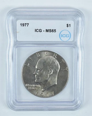 1977 Eisenhower $1 MS65 ICG *2554 - Image 1 of 4