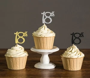 18TH BIRTHDAY CUPCAKE TOPPERS 18 EIGHTEEN SURPRISE PARTY FAVOURS - Picture 1 of 1