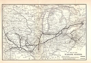 1904 Antique Wabash System Railroad Map 1470 - Picture 1 of 1