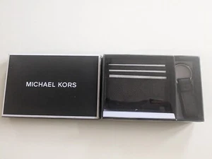 Michael Kors 36T7LGFF5B Men Front Pocket Wallet Brown Logo Card Case Key Chain - Picture 1 of 4