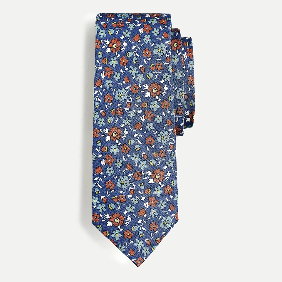 J. Corbata Crew Ludlow 100% Seda Italiana en Azul Floral HECHA EN EE. UU. por MANE ¡NUEVA! Foto 1 de 1