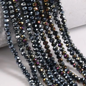 Glass Crystal Rondelle Bead Loose Spacer Beads Jewelry Making 4/6/8/10/12/14mm - Picture 1 of 53