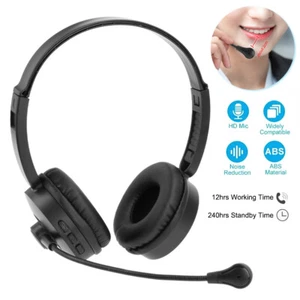 Trucker Wireless Bluetooth Headset Headphones Over-Ear Noise Cancelling Boom Mic - Picture 1 of 28