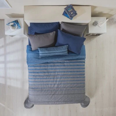 JUEGO EDREDÓN REVERSIBLE TEXTURA SUAVE GEOMÉTRICA ROBLE 3 PIEZAS TAMAÑO DOBLE Foto 1 de 4