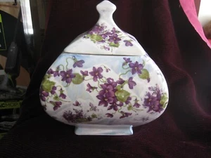 Vintage Ceramic Violet Decaled Jar with Lid - Picture 1 of 10