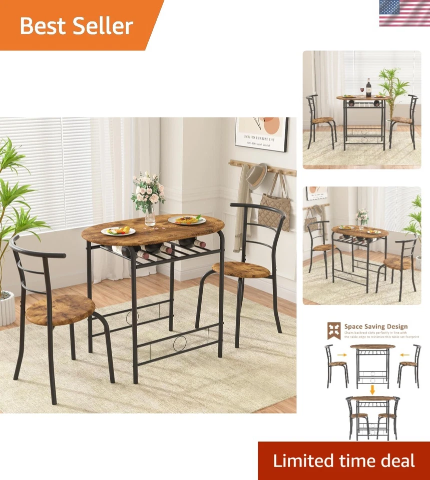 Compact Wood Grain Dining Table Set for Small Spaces - Easy Assembly, 31.5" - Image 1 of 4