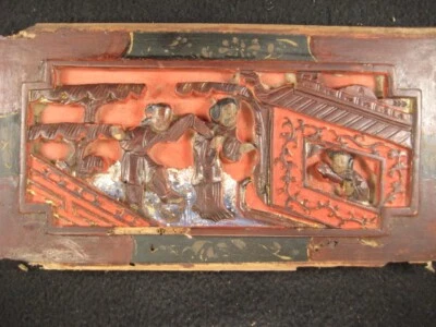 ANTIGUA DINASTÍA QING CHINA TALLADA A MANO ARQUITECTÓNICA FAMILIA FELIZ Foto 1 de 4