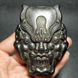 Chinese Hongshan Culture iron meteorite carved animal face exorcism Pendant - Picture 1 of 5