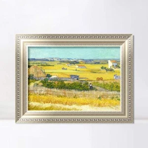 "Lona enmarcada Estampado Giclee Paisaje de la Cosecha con Carro Azul de Van Gogh 24""x32" - Imagen 1 de 4