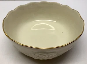 LENOX Small 5.5" Bowl Ivory White Embossed Flowers Roses Gold Trim Trinket Cute - Picture 1 of 6