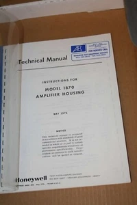 Honeywell Instructions for model 1870 Amplifier Housing 1976 Technical Manual - Picture 1 of 2
