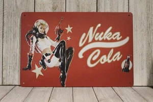 Nuka Cola Tin Metal Sign Poster Vintage Rustic Look Fallout Video Game Gamer Art - Picture 1 of 4