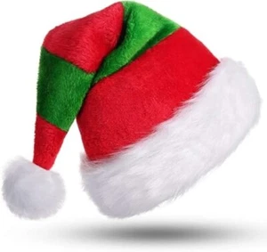 Sombrero de Navidad Rayas Rojas y Verdes Navidad Santa Sombrero Peluche Navidad Sombrero Regalo - Imagen 1 de 12