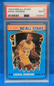 Fleer All-Stars #4 1990 Earvin Magic Johnson PSA 8 casi nuevo-como nuevo # 97036107 ¡Lakers!!! - Imagen 1 de 2