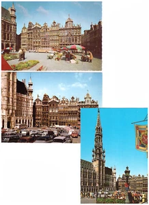 3 LOT Brussels Old Market Place & Street Scenes With Buses in View, Belgium - Picture 1 of 2