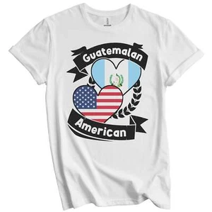 Guatemalan American Hearts USA Flag Guatemala Flag T-Shirt - Picture 1 of 3