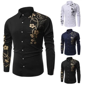 Shirt Shirt Casual Collared Dress Formal Four Seasons Long Sleeve Mens - Bild 1 von 16