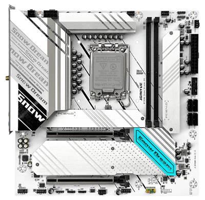 B760M Snow Dream DDR5 Motherboard, LGA1700 Intel 12/13/14th, 14+1+1 Phases - Image 1 of 4