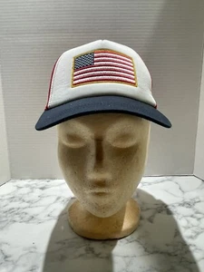 US American Flag Trucker Snap Back Hat Fourth of July Red White and Blue - Picture 1 of 4