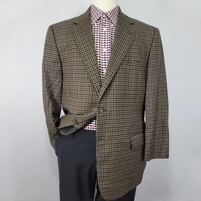 Abrigo Blazer Deportivo Joseph Abboud Para Hombre Dos Botones Cuadros Marrón Azul Marino Lana 44S Foto 1 de 4