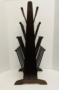 Mid Century Multi-Tier Wooden Magazine Rack w/Turned Spindles Double Sided. - Picture 1 of 10