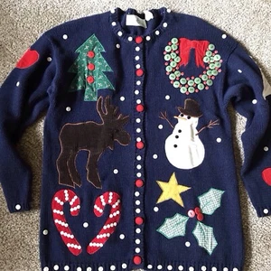 Design Options By Philip Jane Gordon Pullover Cardigan Weihnachten Schneemann Elch M - Bild 1 von 13