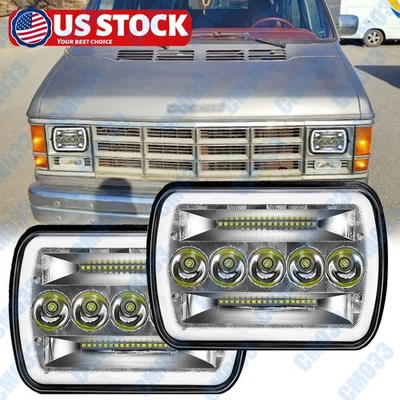 Ajuste 1981-1993 para Dodge D150 D250 D350 Nuevo 130W 7x6 Faro LED Hi-Lo DRL Giro Foto 1 de 4
