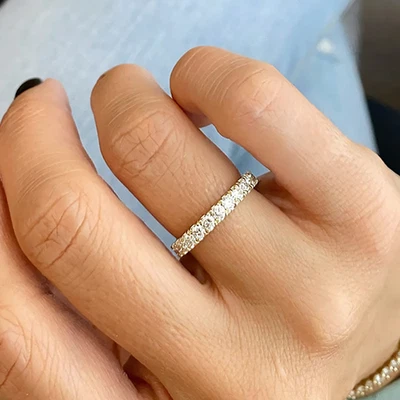 Wedding Eternity Band Lab Grown Round 1.5 Carat Diamond women 14k White Gold - Image 1 of 4