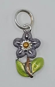 Vintage 925 Silver Enameled Sparkling Flower Pendant Sterling Silver Gift-Ready! - Picture 1 of 8