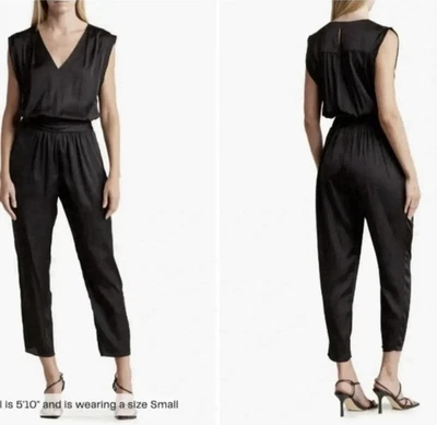 Mono Pantalones Ramy Brook Lorelei Negro Imitación Cuero Sin Mangas Mujer’s Talla 4 Foto 1 de 4