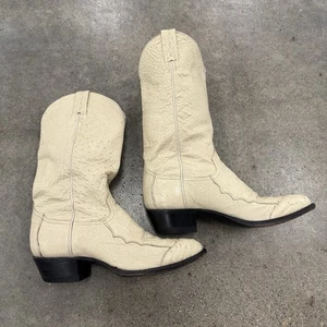 Vintage Tony Lama Leder Straußen Stiefel Herren 8 EE Elfenbein Cowboy Rodeo Vintage - Bild 1 von 10