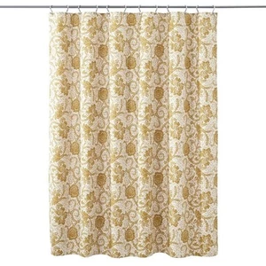 Dorset 72 in. Gold Creme Brown Floral Shower Curtain - Picture 1 of 8
