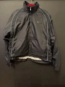 Nike Vintage 1990s Black Blue Nylon Windbreaker Jacket Size XL - Bild 1 von 6