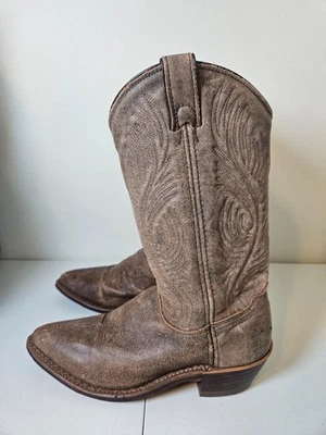 Botas vaqueras vaqueras de cuero marrón bordadas Abilene talla 6,5 Foto 1 de 4