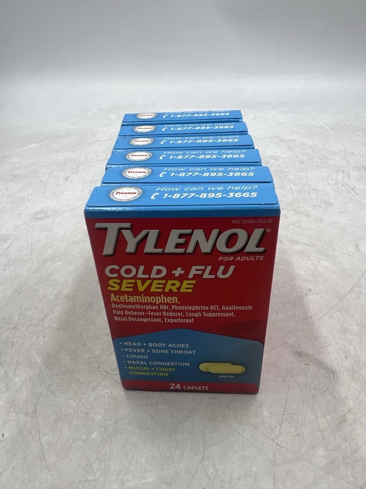 TYLENOL ‎ JJ-2309 Cold Treatment Caplets - Red (24 Count)
