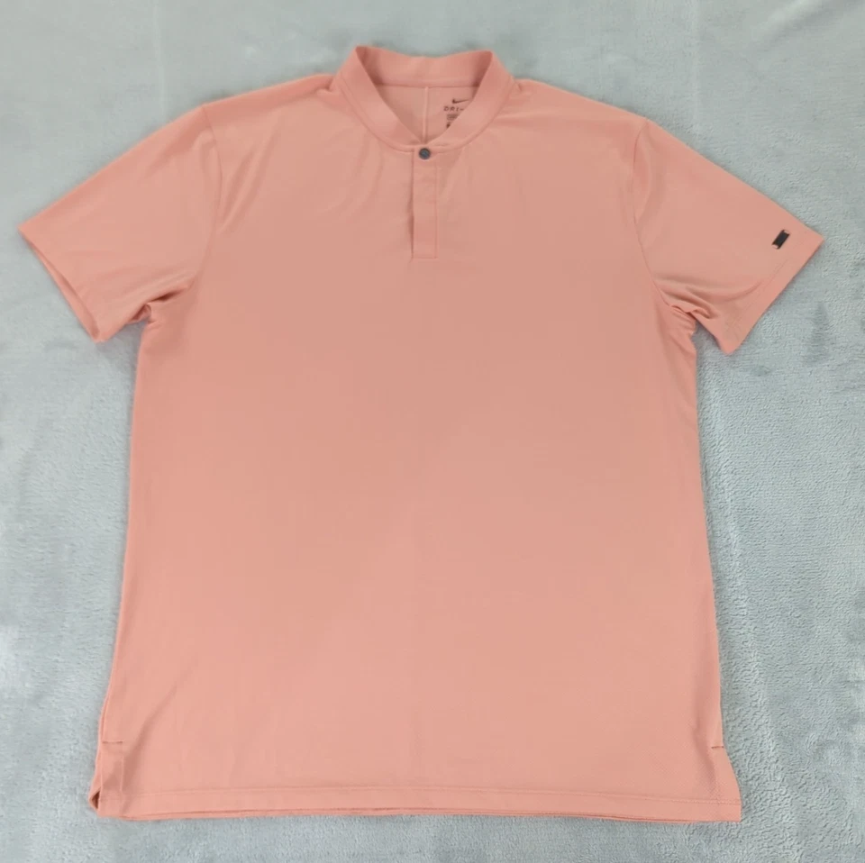 Tiger Woods Nike Dri Fit Shirt Henley Pink Short Sleeve Men Large - Image 1 of 4