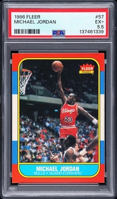1986 FLEER #57 MICHAEL JORDAN ROOKIE RC PSA 5.5 - Image 1 of 2