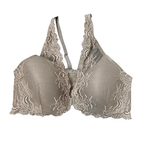 Spanx Undie-tectable Bra Womens Large Taupe Lace Trim Front Close Full Coverage - Picture 1 of 10