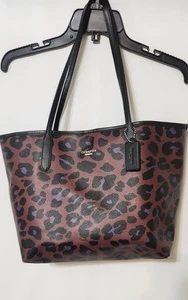 Coach Leopard Print Tote Bag - Purple and Black - Picture 1 of 8