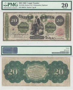 1862 $20 Legal Tender Note Fr-124b PMG VF-20 - Picture 1 of 3